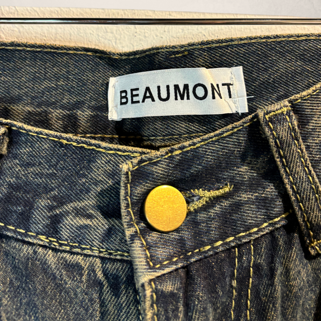 Beaumont dark blue/gold high waist denim pants L