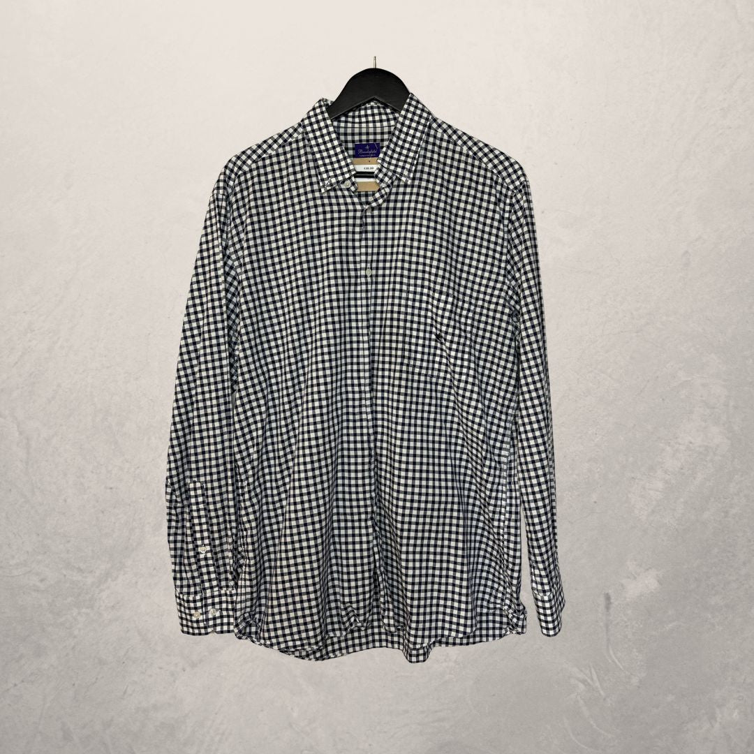 Brooksfield black white checkered shirt S