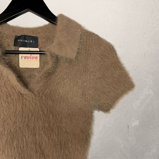 Bruine cropped fluffy top S