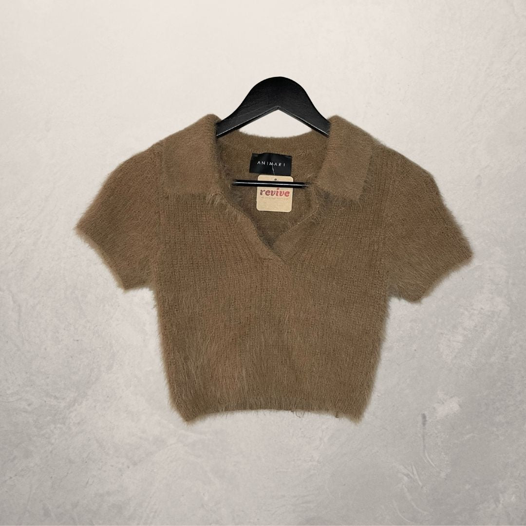 Bruine cropped fluffy top S