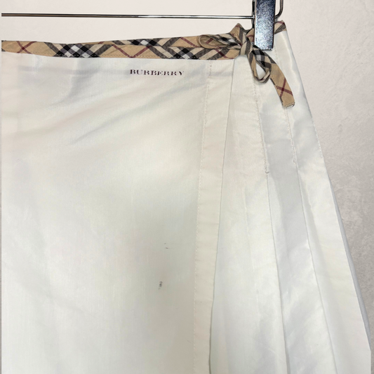 Burberry White Schoolgirl Geplooide Geruite Rok XS/S