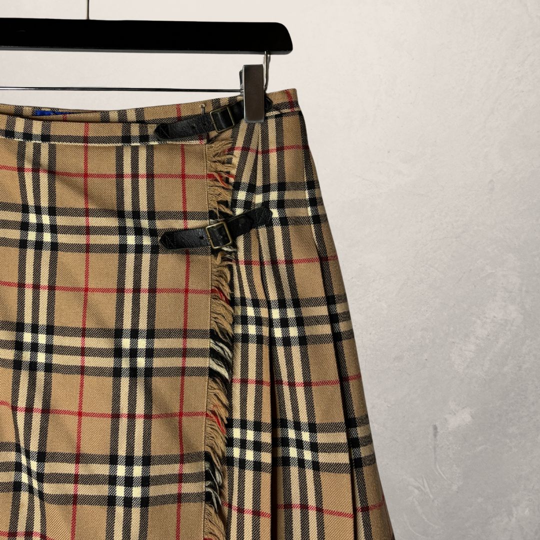 Vintage Burberry bruine geruite wollen rok maat S