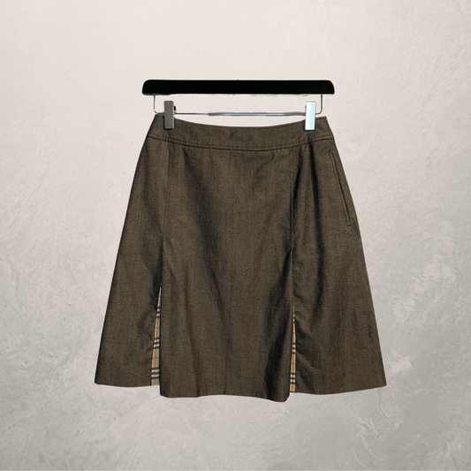 Burberry gold vintage wool beige check printed skirt S