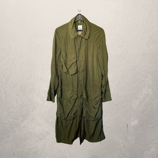 Burberry green nylon cargo long jacket 48