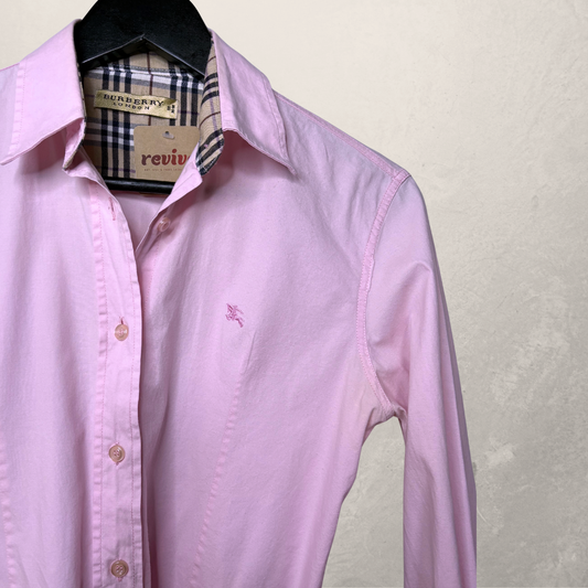 Burberry roze ls tartan mouw shirt M (goed)