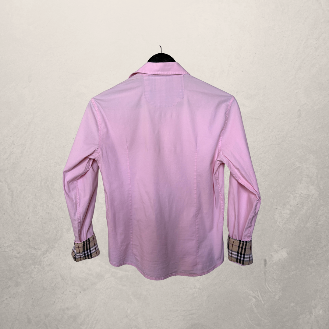 Burberry roze ls tartan mouw shirt M (goed)