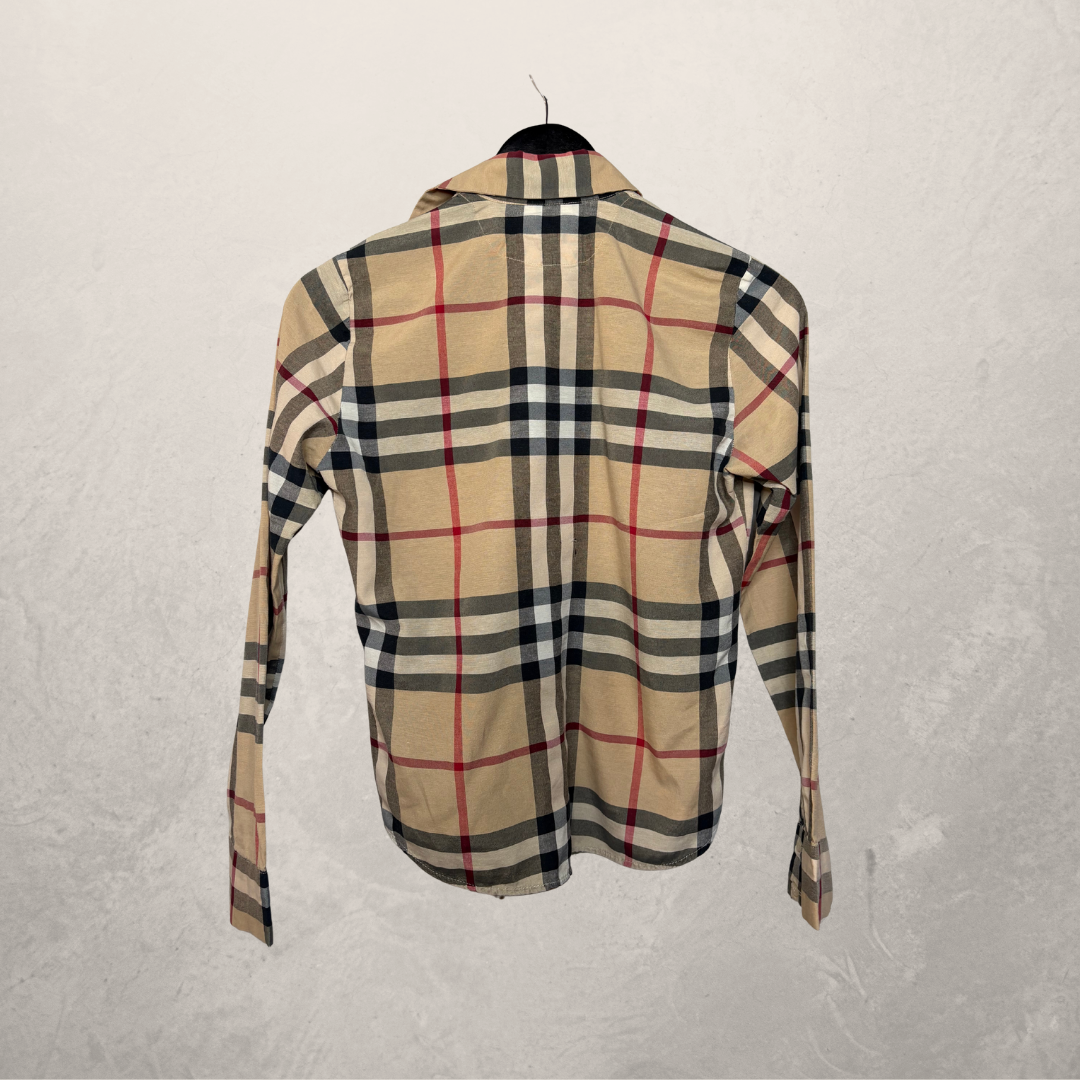 Burberry beige Schotse ruit lange mouwen overhemd S