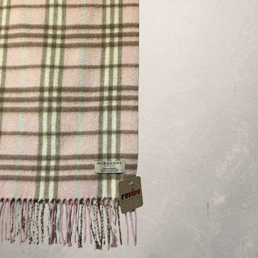 Burberry pink tartan wool scarf - 100cm (good condition)