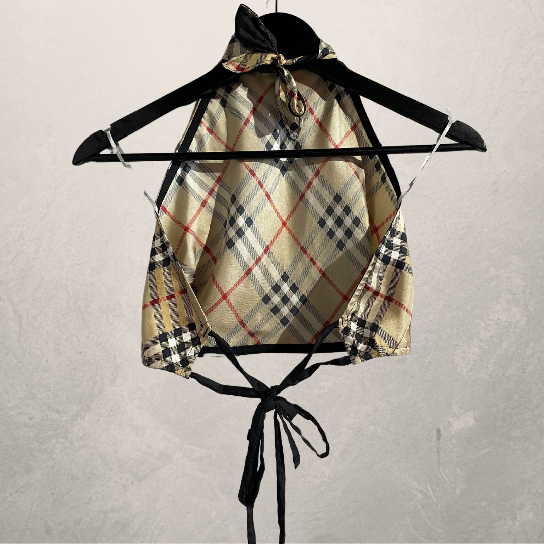 "Burberry" tartan 100% zijden haltertop M/L- van @Home_is_a_Runway