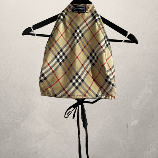 "Burberry" tartan 100% silk halter top M/L- by @Home_is_a_Runway