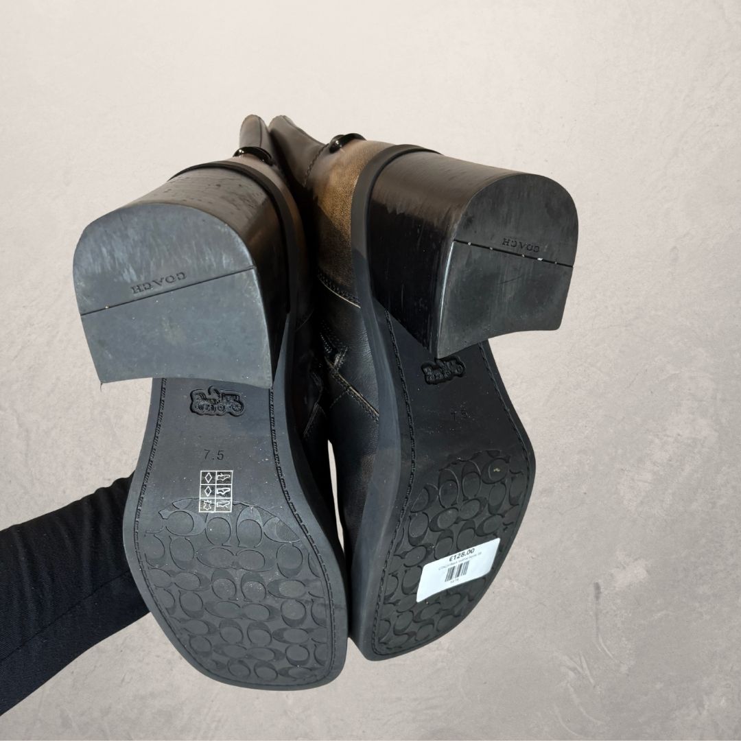 COACH black/brown raw leather boots 38