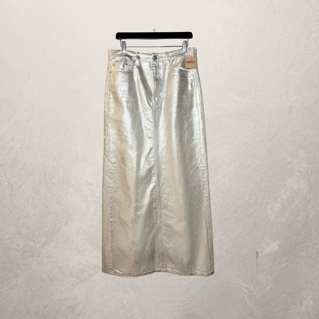 COS silver coated denim skirt M