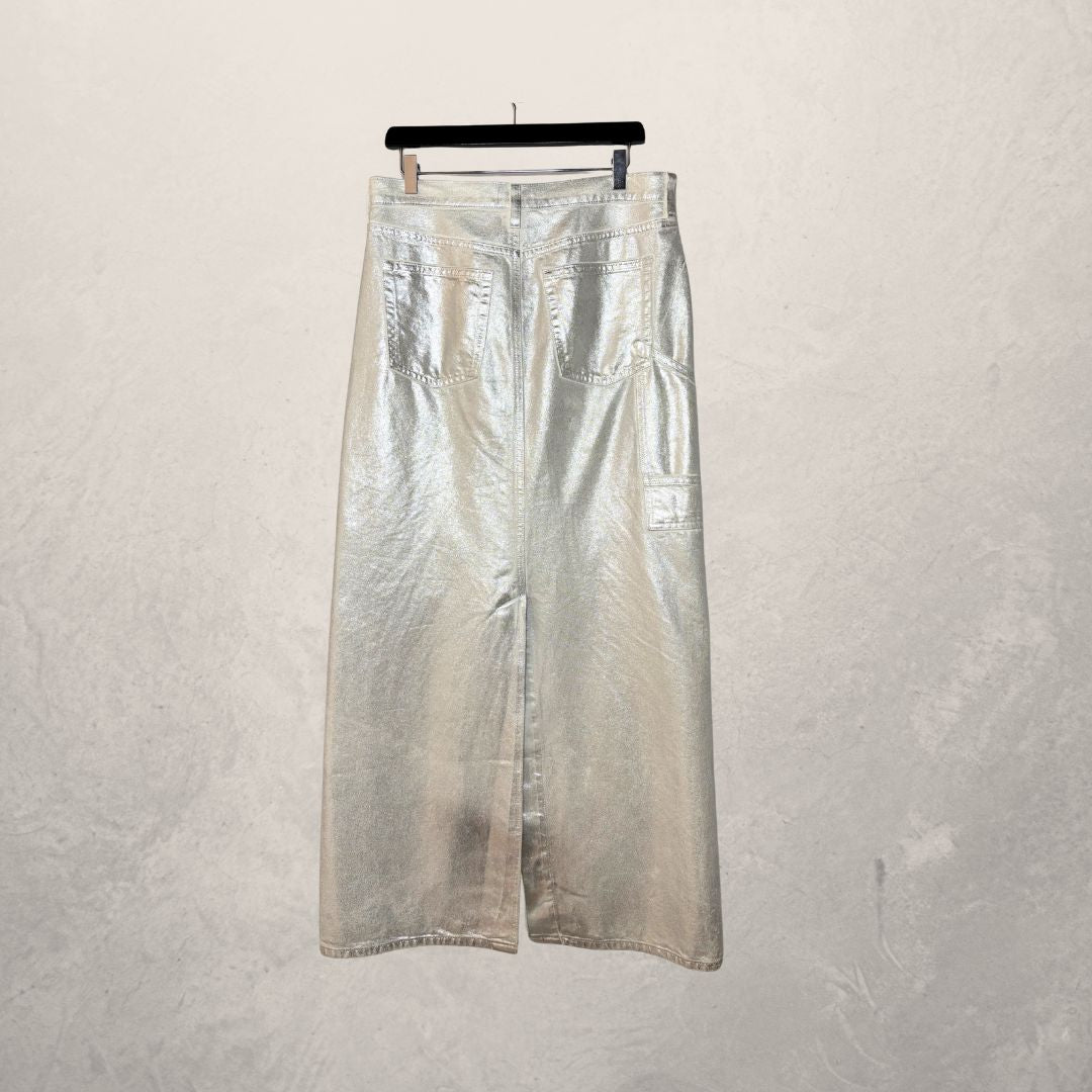 COS silver coated denim skirt M