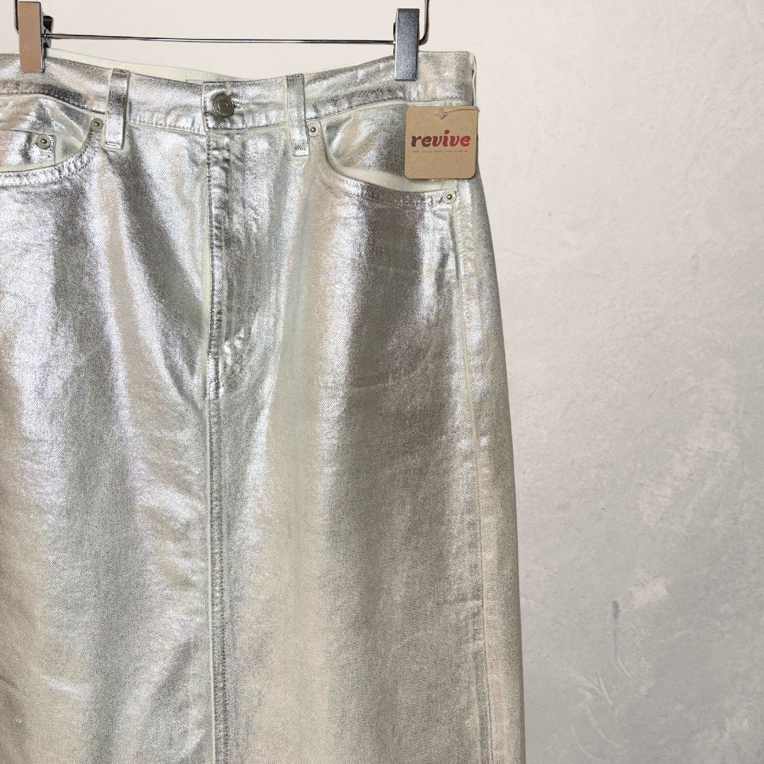 COS silver coated denim skirt M