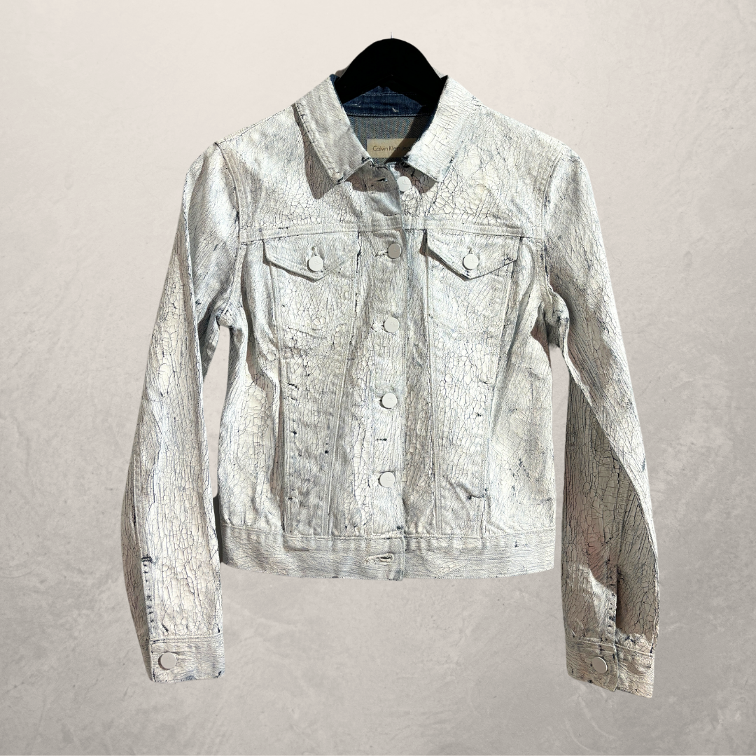 Calvin Klein Jeans white coated denim jacket S