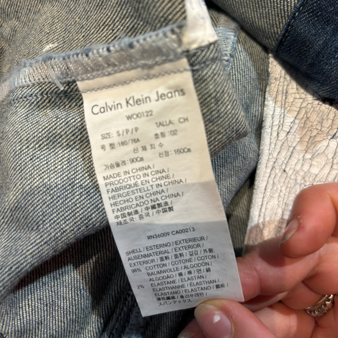 Calvin Klein Jeans wit gecoat spijkerjack S