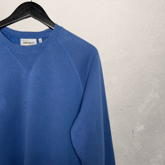 Carhartt blauwe basic logo trui S