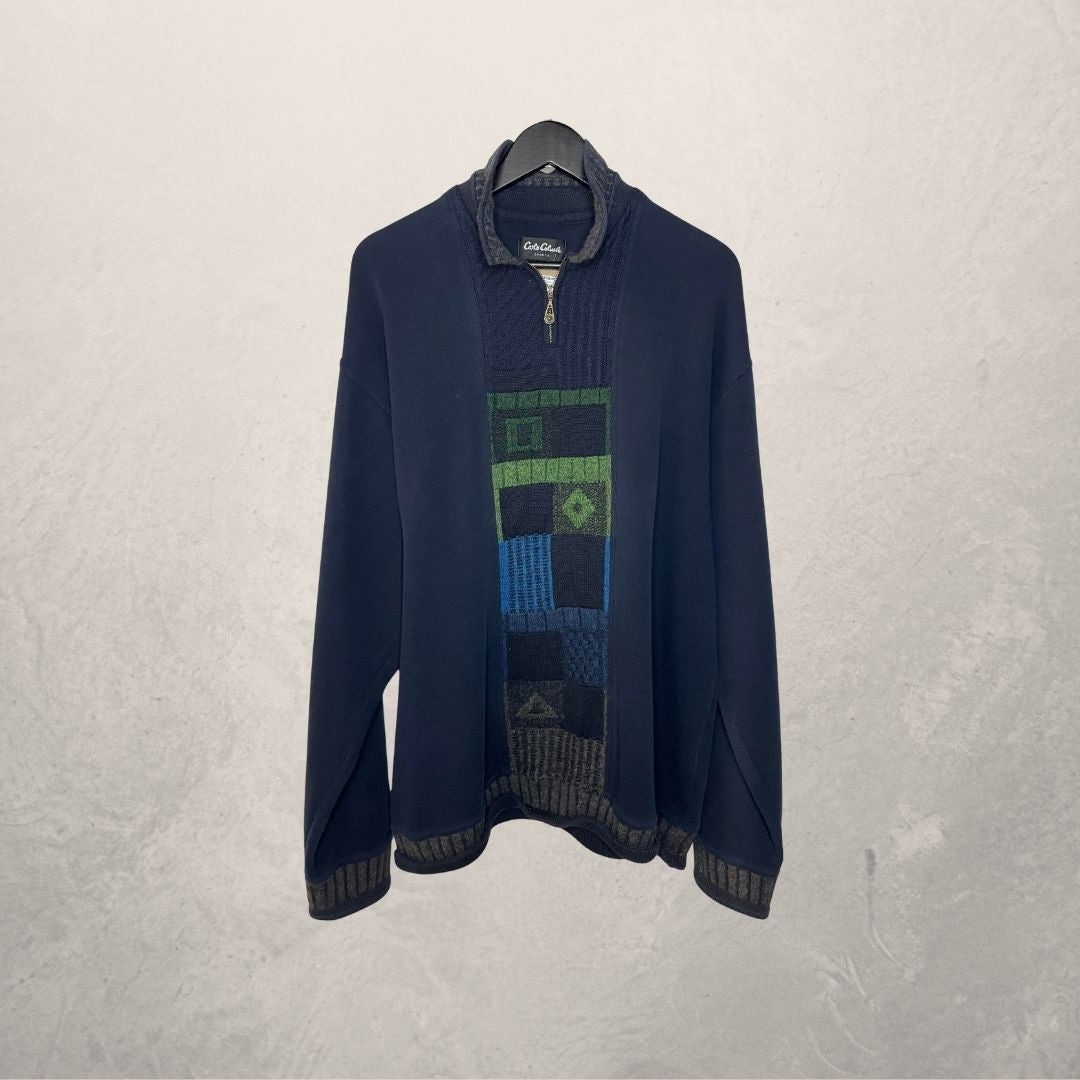 Vintage Carlo Colucci blauwe gebreide trui XXL