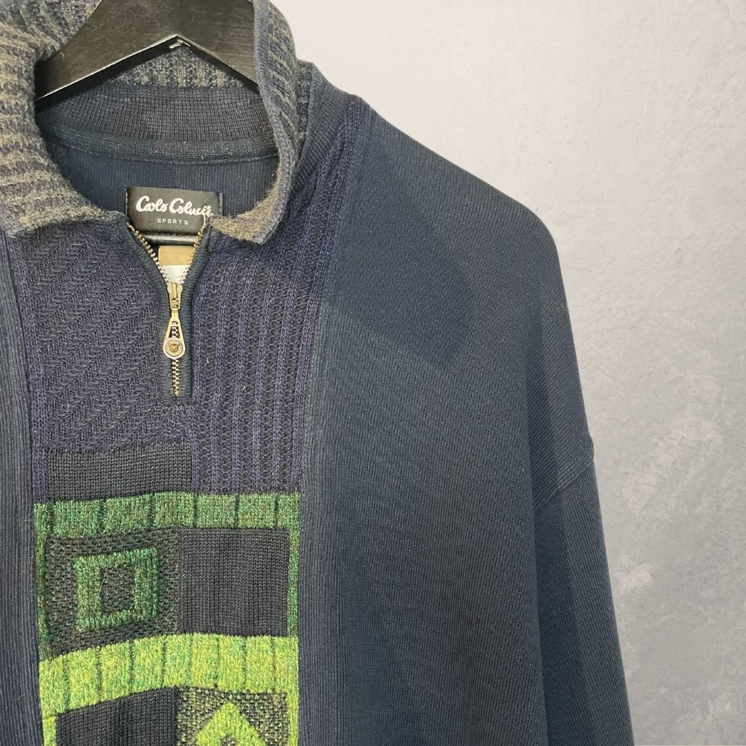 Vintage Carlo Colucci blauwe gebreide trui XXL