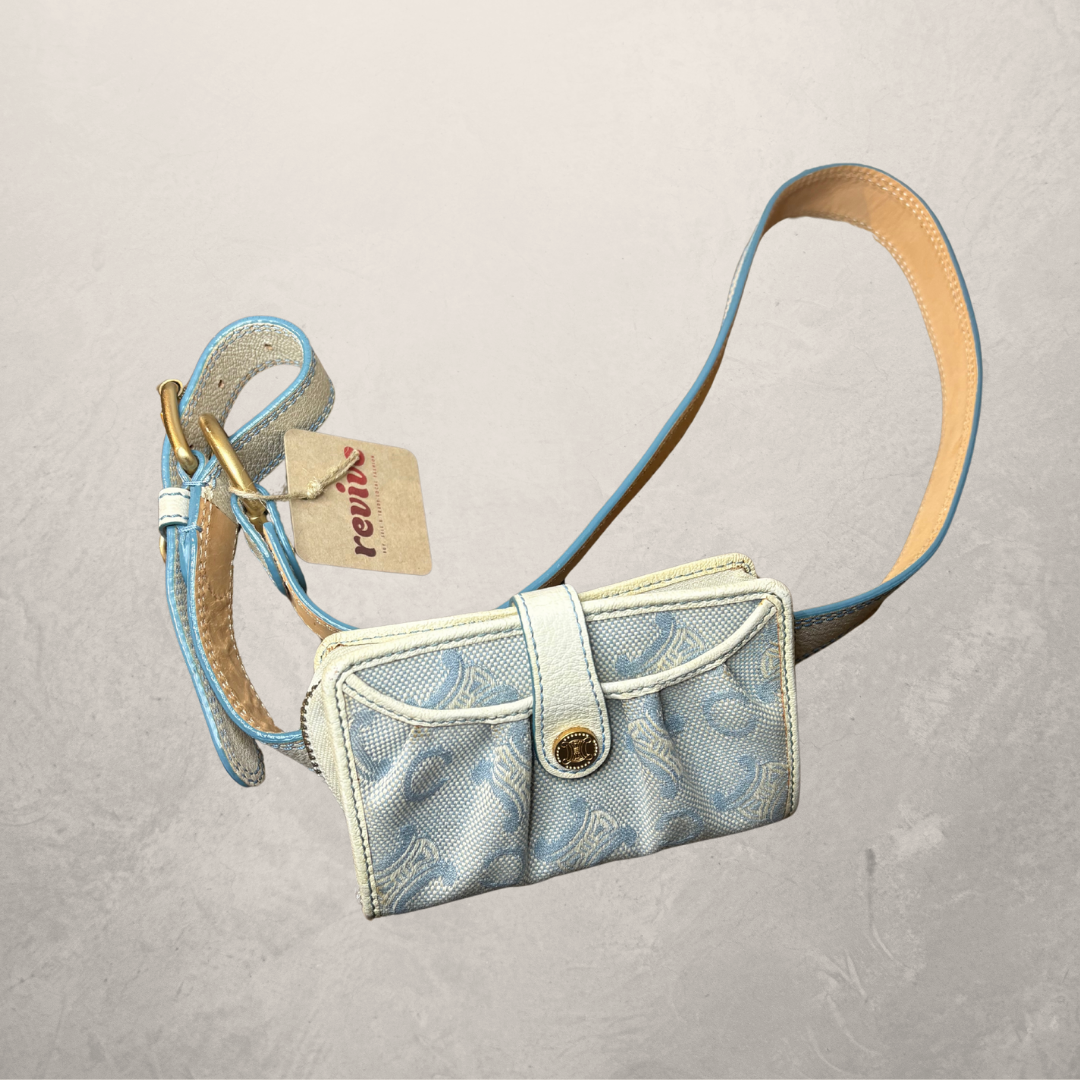 Celine blue/white with gold hardware belt bag OS