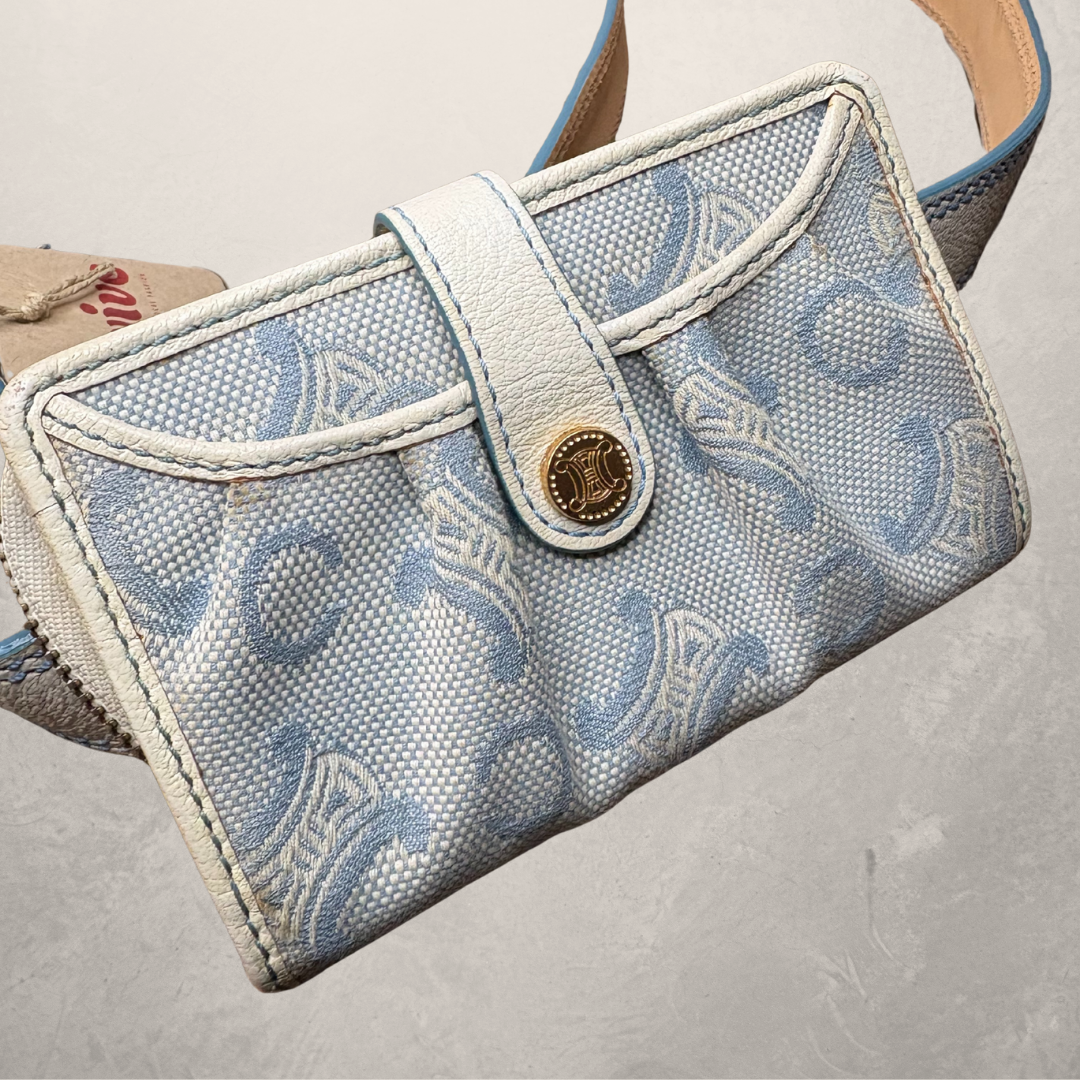 Celine blue/white with gold hardware belt bag OS