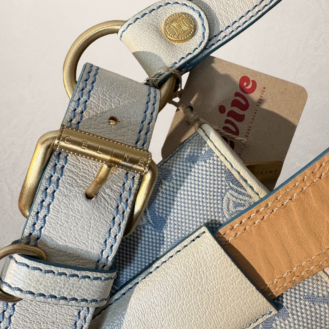 Celine blue/white with gold hardware belt bag OS