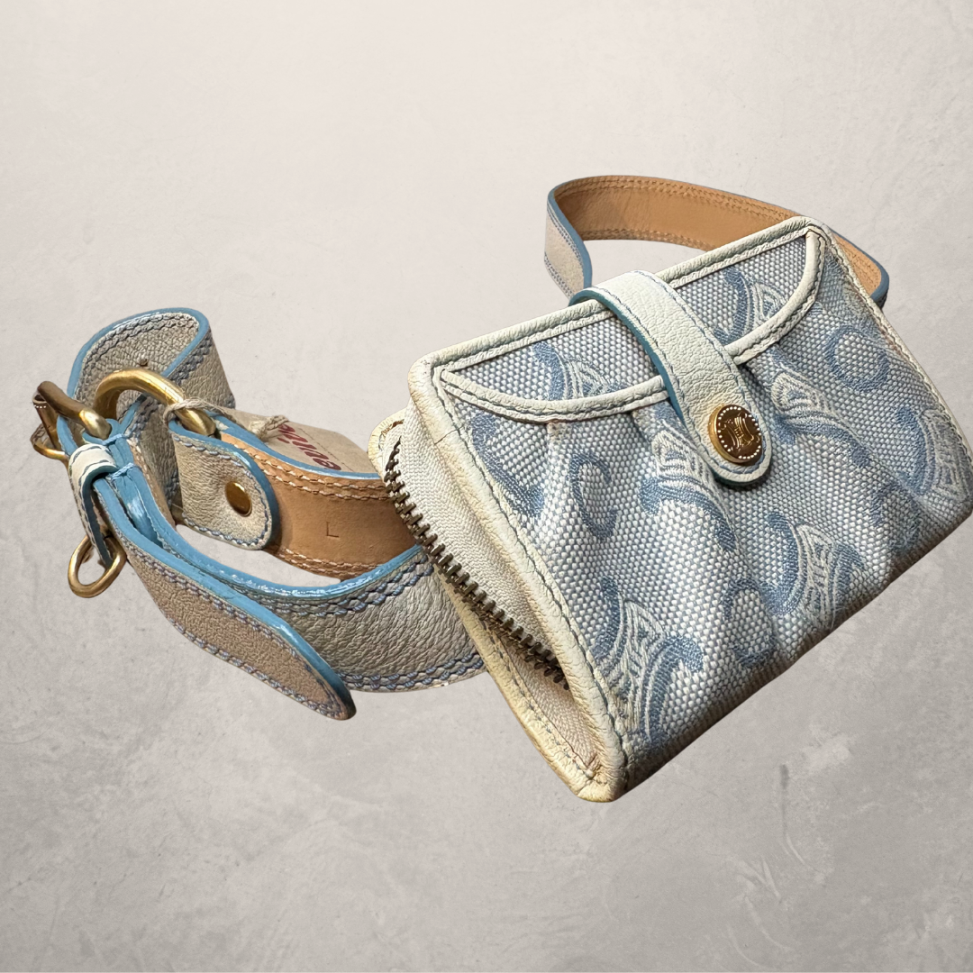 Celine blue/white with gold hardware belt bag OS