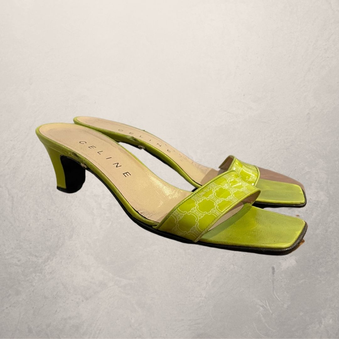 Celine green patent mules 38/39