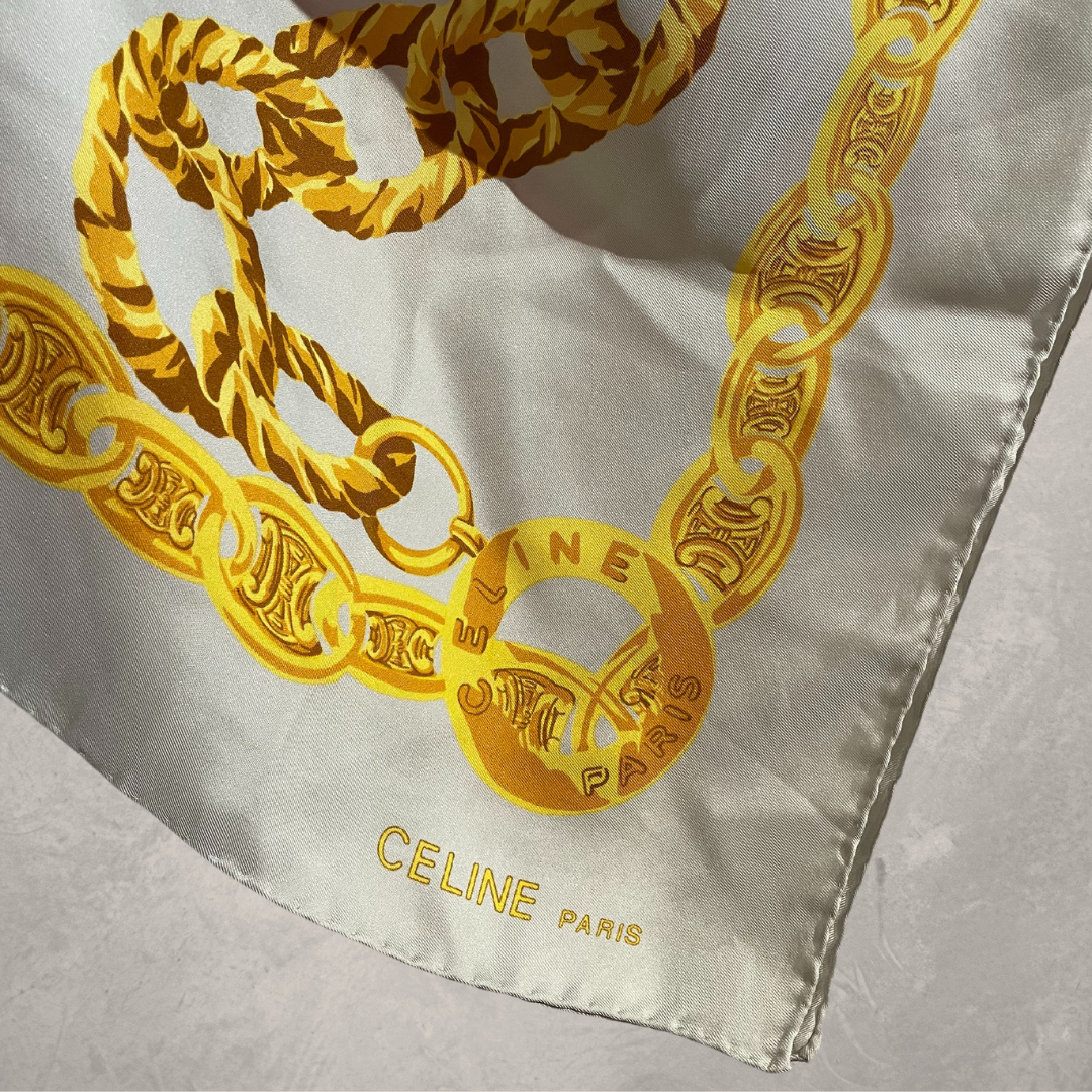 Celine grijs/goud 100% zijden sjaal 80cm x 80cm