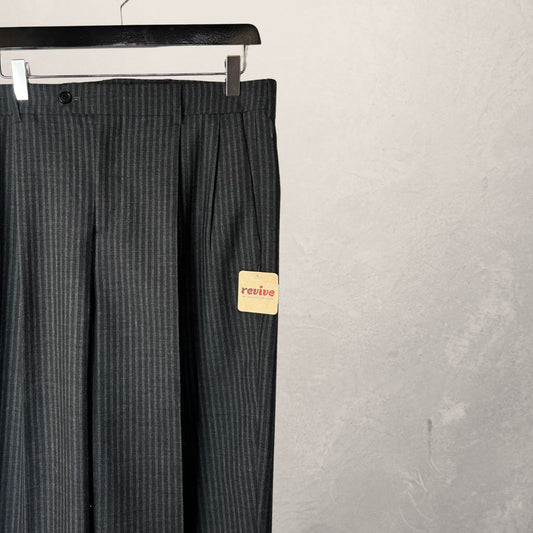 Celine navy/grey striped 100% wool pants 48