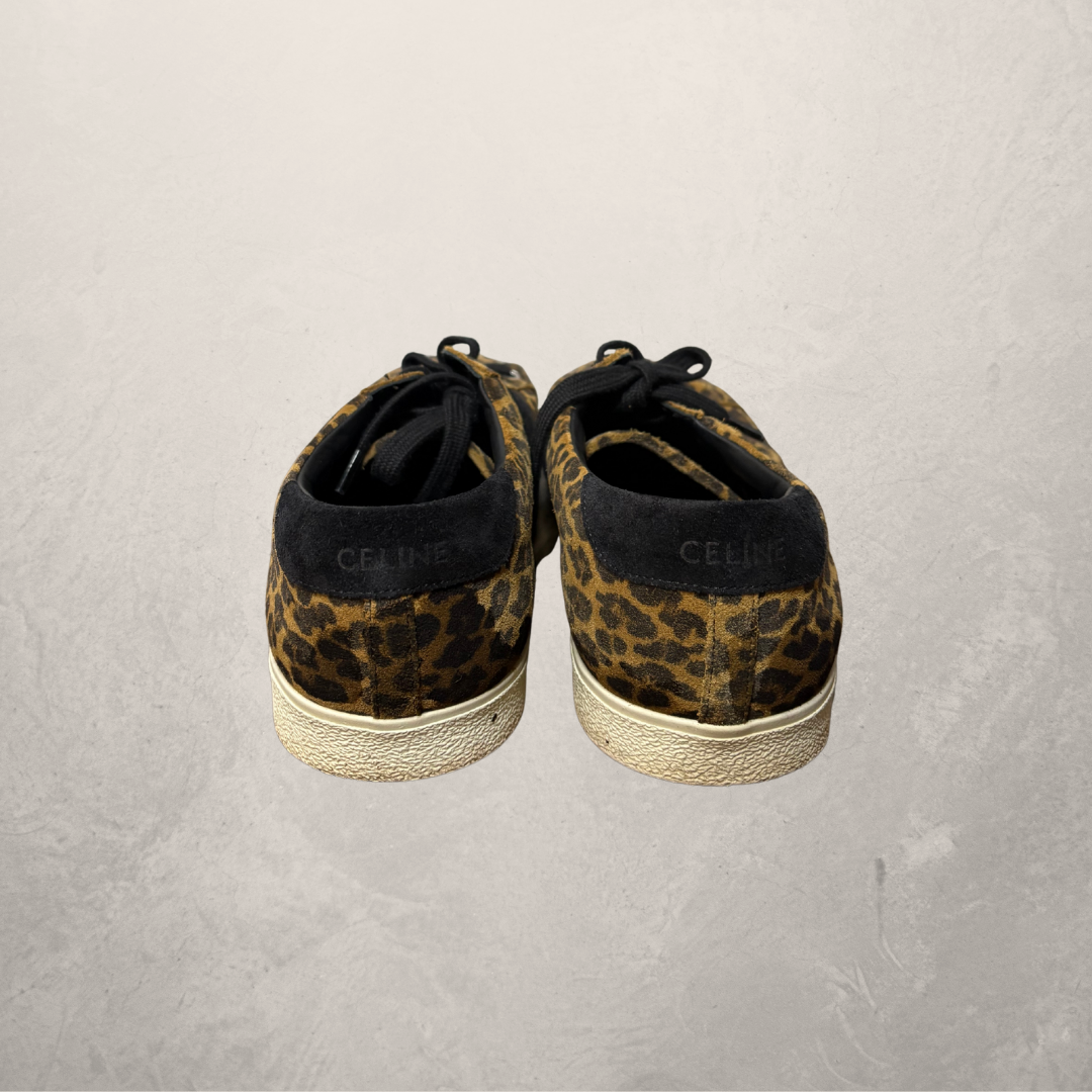 Celine triomphe leopard print suede low-top sneakers 41