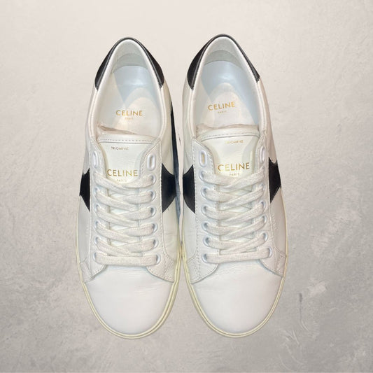 Celine triomphe white and black leather sneakers 36