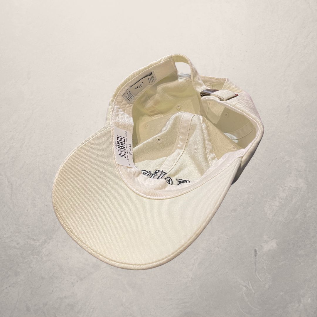 Celine white canvas logo baseball cap