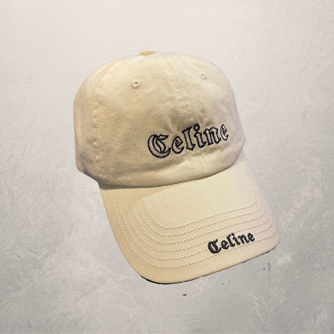 Celine white canvas logo baseball cap