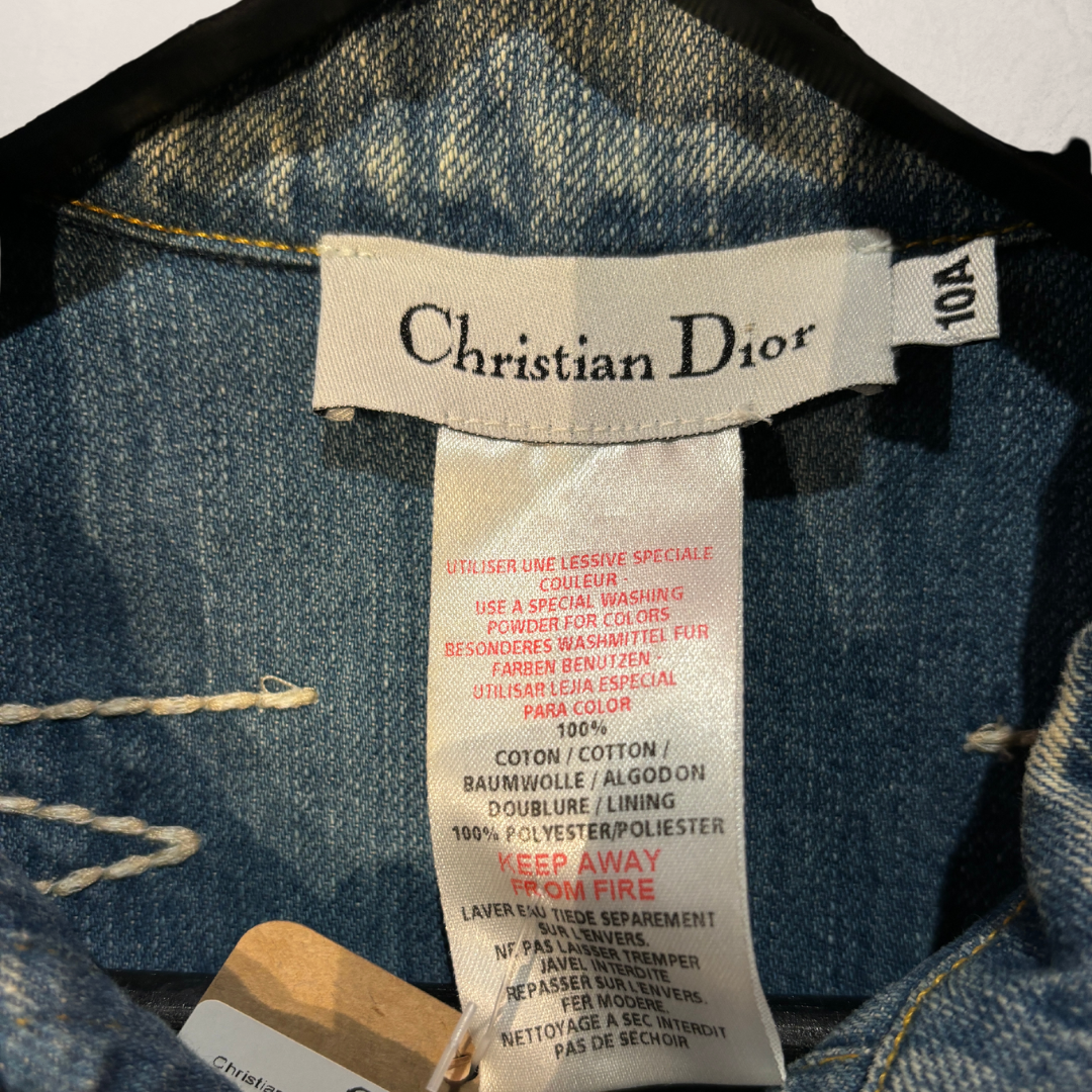 Christian Dior junior denim geborduurd lang jasje S