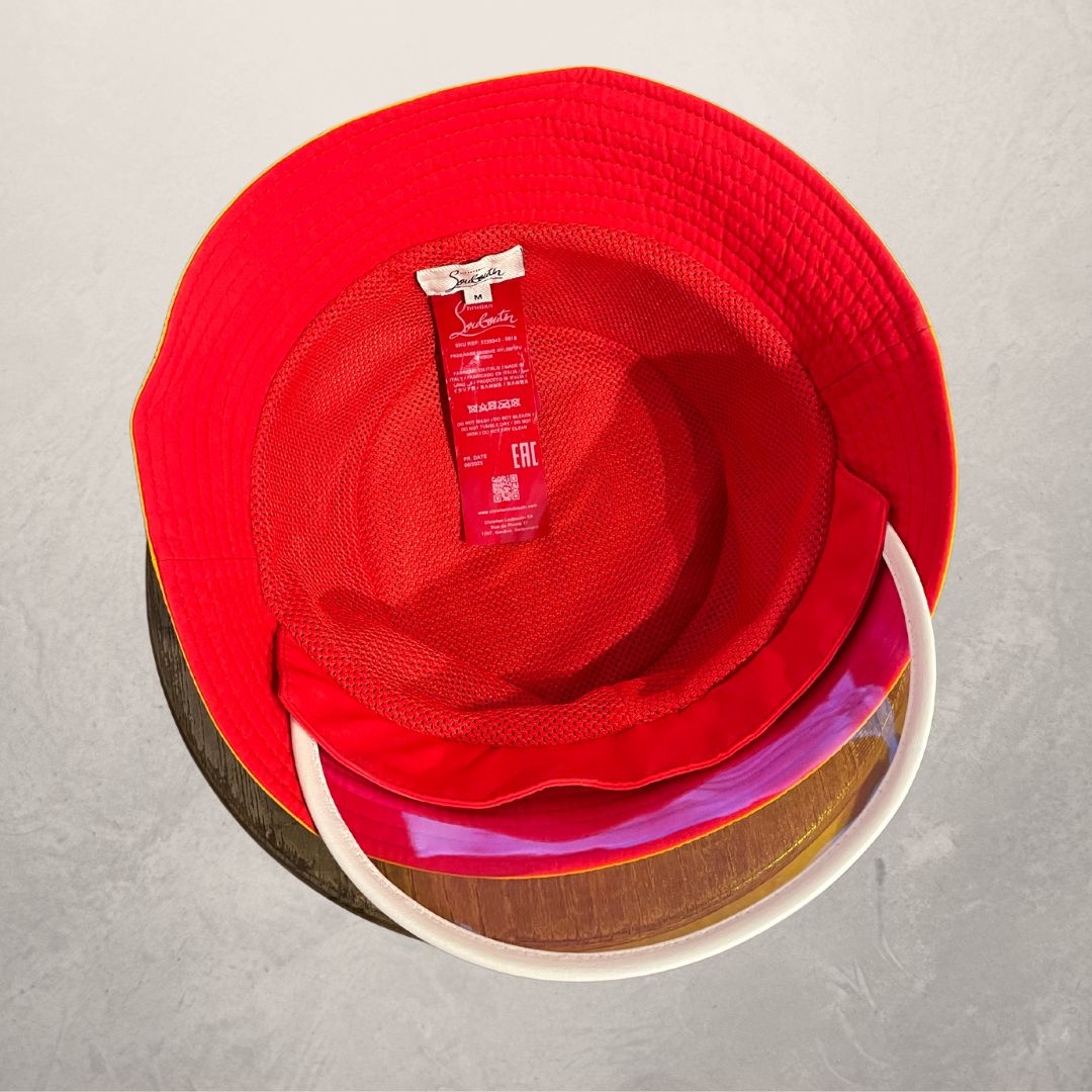 Christian Louboutin veelkleurige nylon vissershoed met afneembaar vizier OS