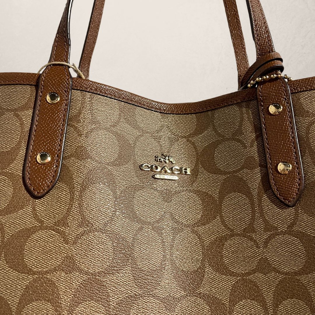 Coach beige monogram reversible keep all tote bag