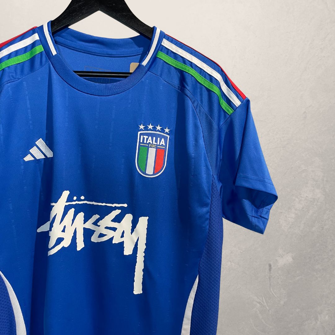 Concept Stussy Replica x Italië blauw wit voetbalshirt L