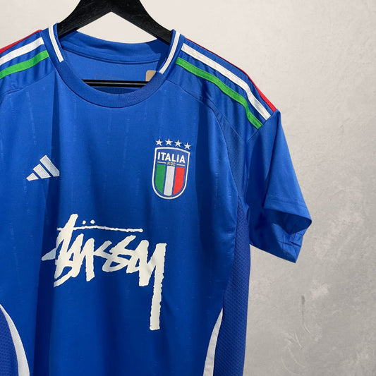Concept Stussy Replica x Italië blauw wit voetbalshirt L