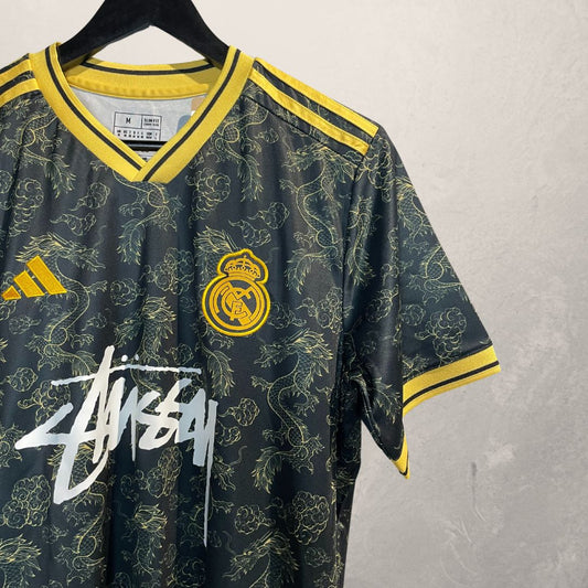 Concept Stussy Replica x Madrid zwart geel voetbalshirt M