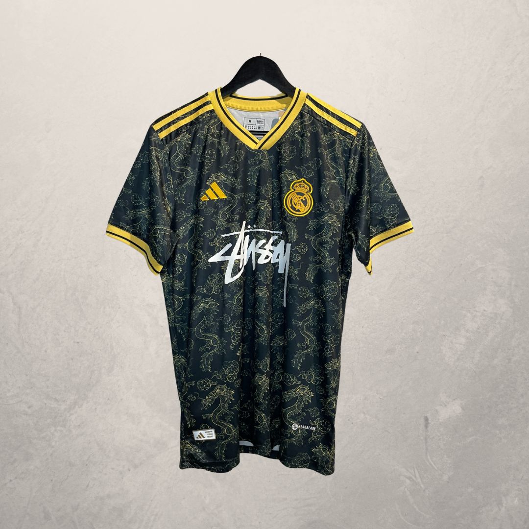 Concept Stussy Replica x Madrid zwart geel voetbalshirt M