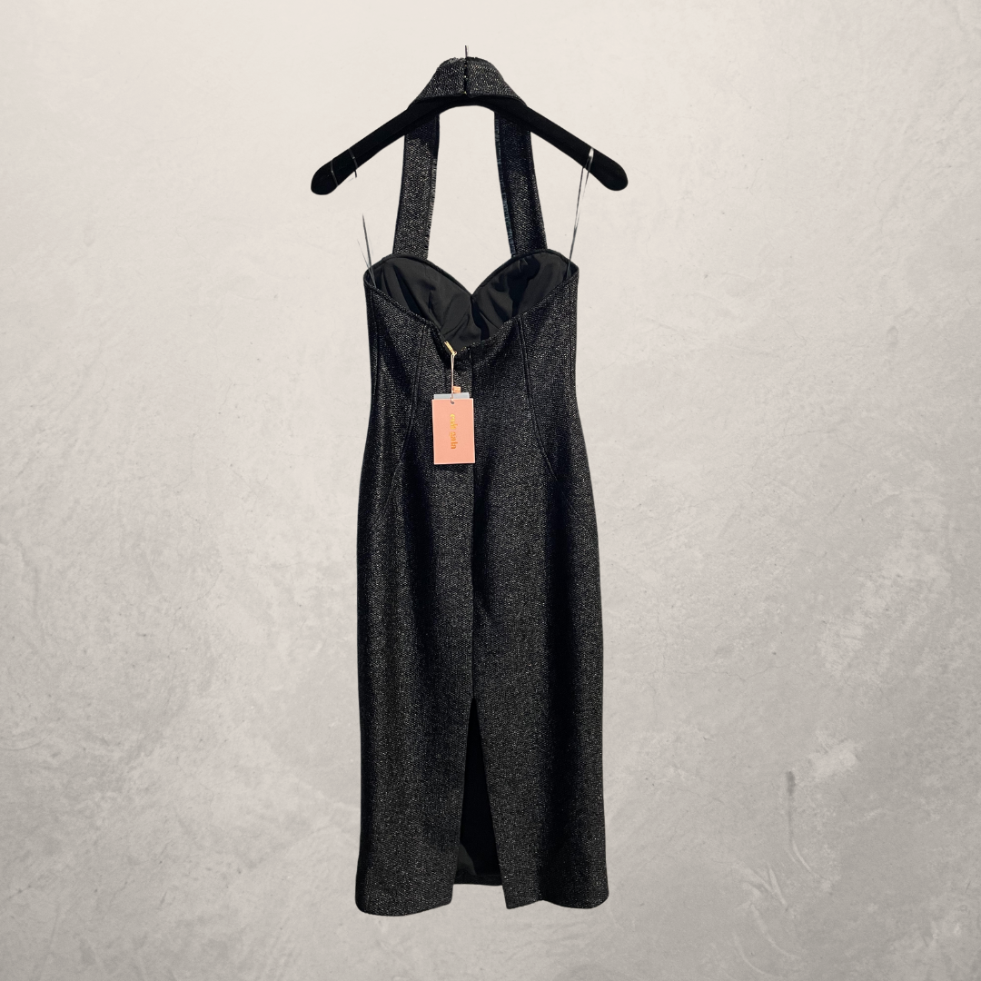 Cult Gaia "Winslow Dress" black woven straw halter dress w/ tags XS/S