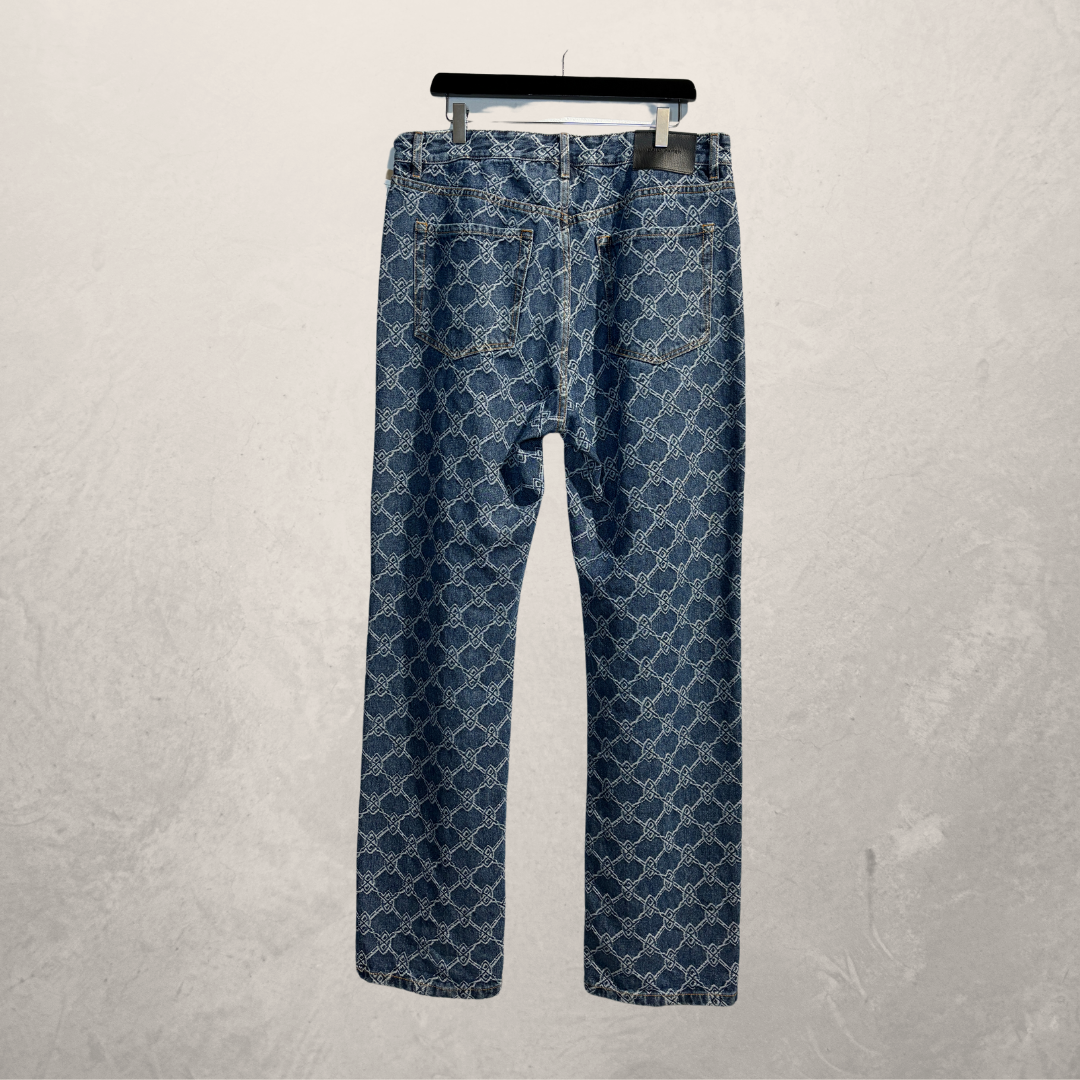 Daily Paper blauwe denim geborduurde logo broek XXL