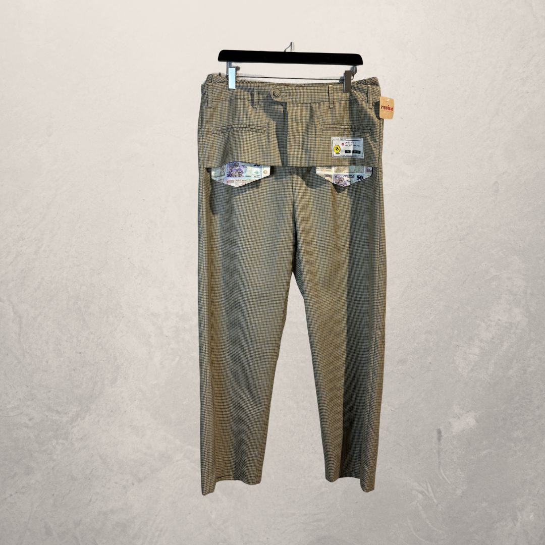 Daily Paper brown money print checkered suit pants M (set sold seperately)