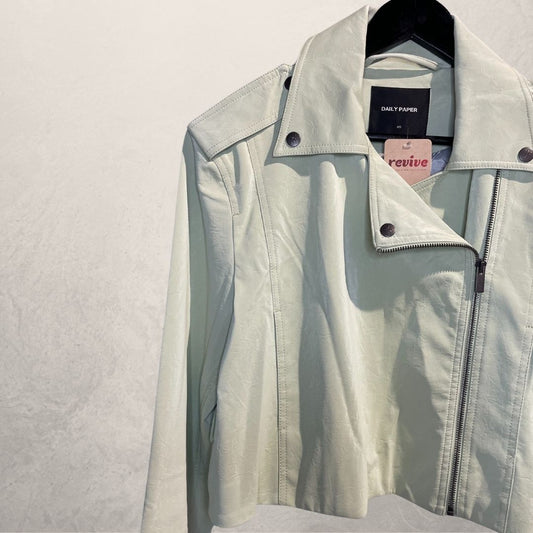 Daily Paper mint green cropped pleather jacket XS