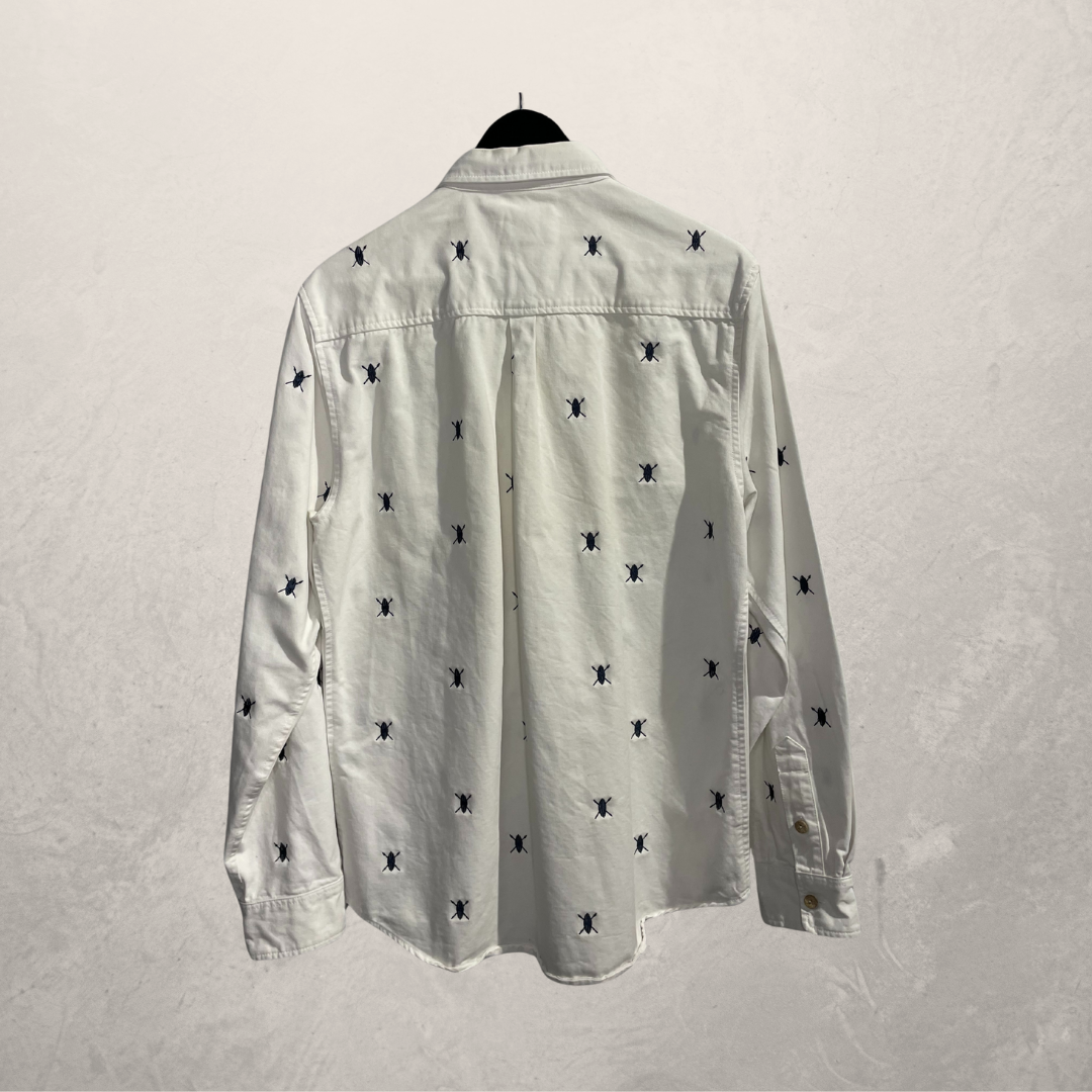 Daily Paper white embroidered navy logo ls shirt L