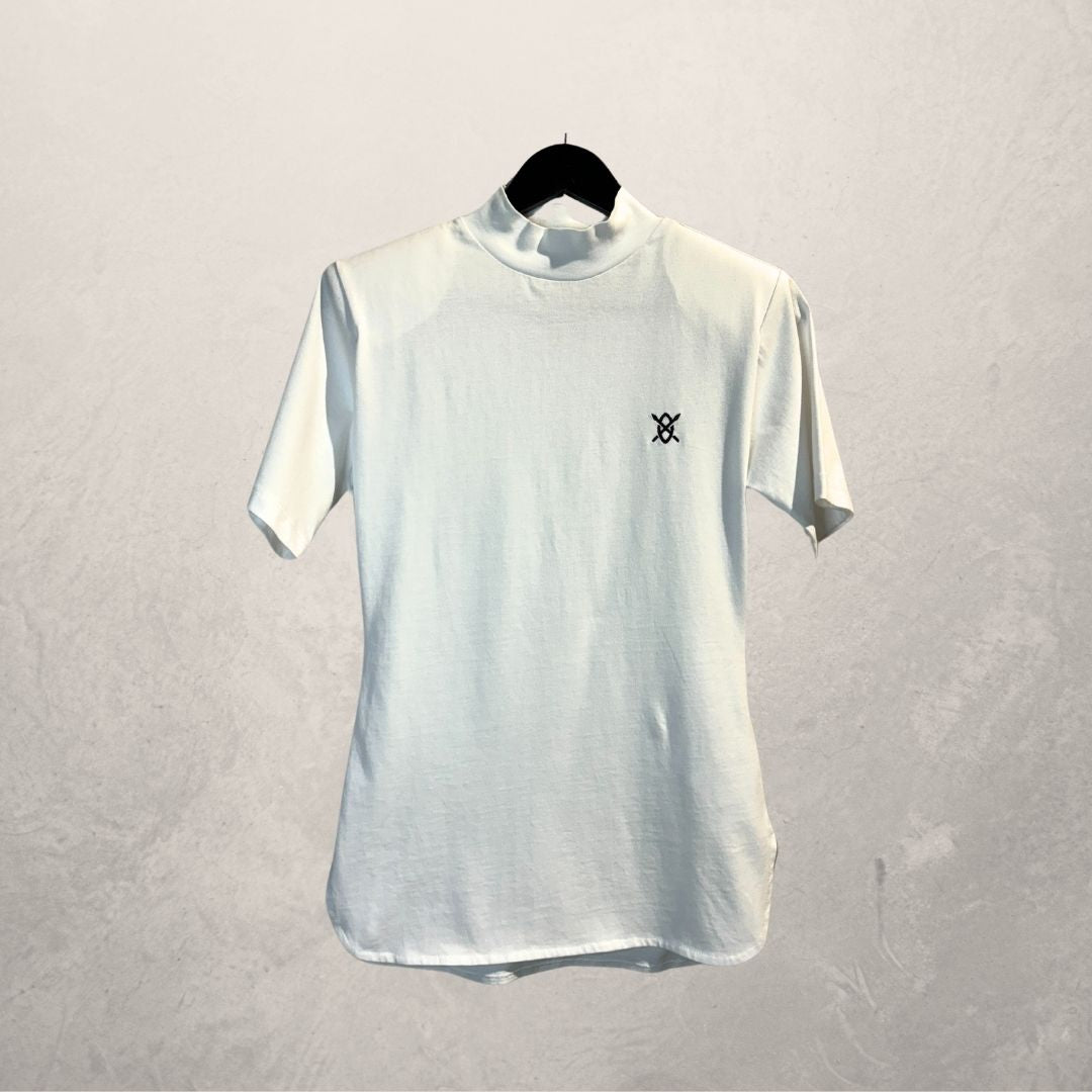 Daily Paper white high neck tshirt with shoulder pads S