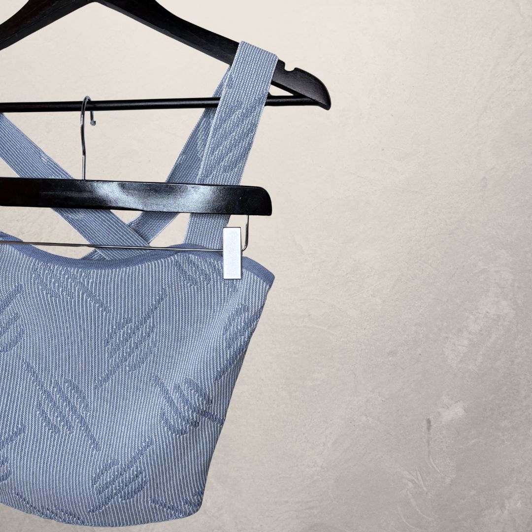 Daily paper light blue cropped knit top L (set)