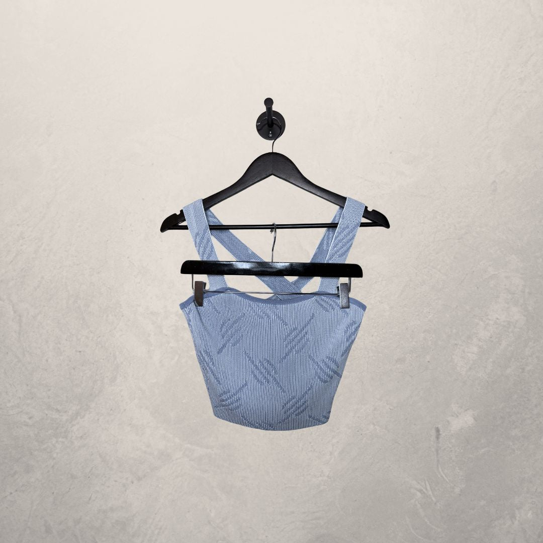 Daily paper light blue cropped knit top L (set)