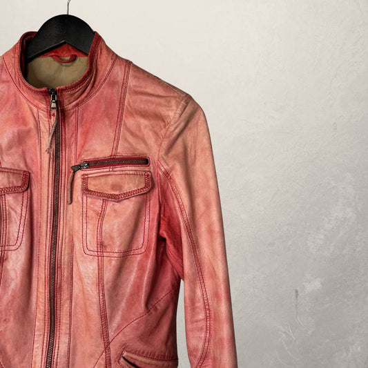 David Moore pink leather jacket S